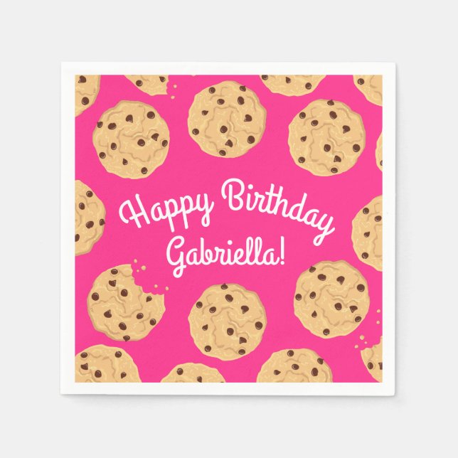 Serviette En Papier Chocolat Chip Cookie Enfants 1er Anniversaire Fête (Devant)