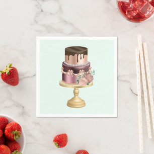 Serviette En Papier Chocolat Drives et Rose Gold Luxury Cake