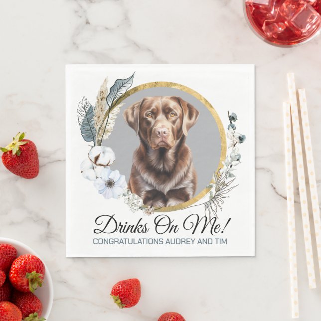 Serviette En Papier Chocolat Lab Mariage serviettes avec chien Photo (En situation)