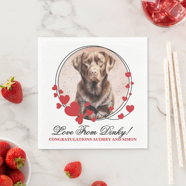 Serviette En Papier Chocolat Lab Valentine Mariage Chien Photo (En situation)