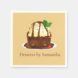 Serviette En Papier Chocolate Brownie With Vanilla Ice Cream
