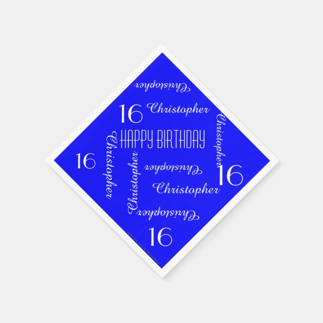 Serviette En Papier CHOISIR LA COULEUR 16e fête d'anniversaire Répéter (Coin)