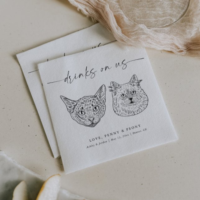 Serviette En Papier CHOISISSEZ VOS CHATS Mariage animal moderne (Créateur téléchargé)