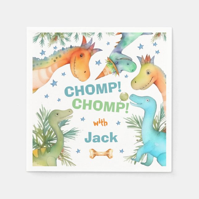 Serviette En Papier CHOMP personnalisé ! CHOMP ! Dinosaur Napkin (Devant)