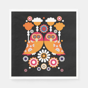 Serviette En Papier Chouette d'art populaire