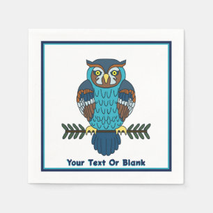 Serviette En Papier Chouette d'art populaire nordique