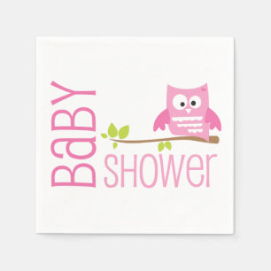 Serviette En Papier Chouette rose Baby shower Napkin