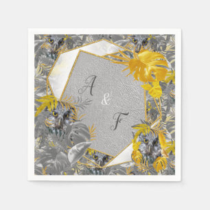 Serviette En Papier Chouettes - feuilles Plantes en gris/jaune 2021 co