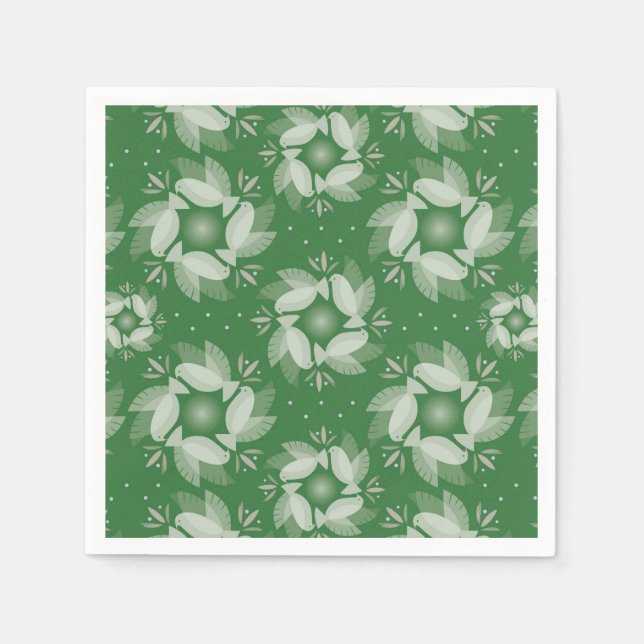 Serviette En Papier chrismas colombes de la paix, papier vert serviett (Devant)