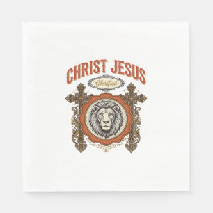 Serviette En Papier Christ Jésus Lion Vintage Foi