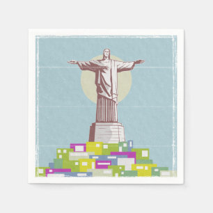 Serviette En Papier Christ le Rédempteur affiche de voyage Favela