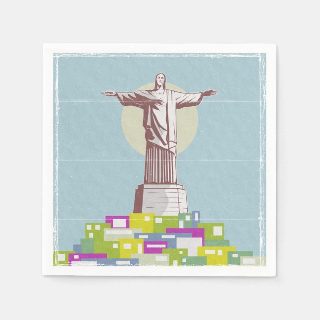 Serviette En Papier Christ le Rédempteur affiche de voyage Favela (Devant)