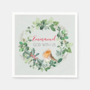 Serviette En Papier Christian Christmas Wreath Winter Robin