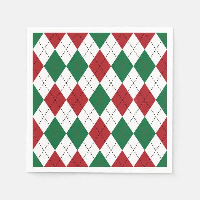 Serviette En Papier Christmas Argyle Pattern (Devant)