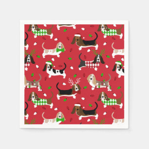 Serviette En Papier Christmas Basset Hound