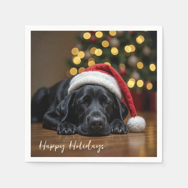 Serviette En Papier Christmas Black Labrador Retriever (Devant)