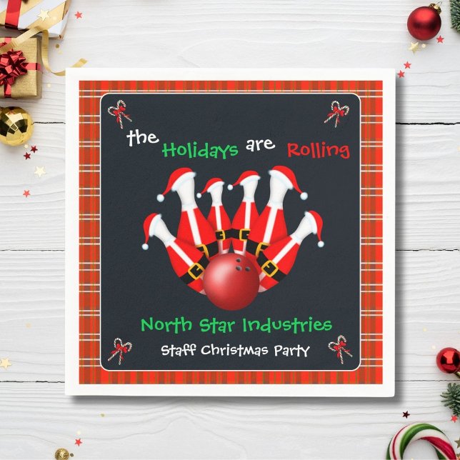 Serviette En Papier Christmas Bowling Holiday Party (Créateur téléchargé)