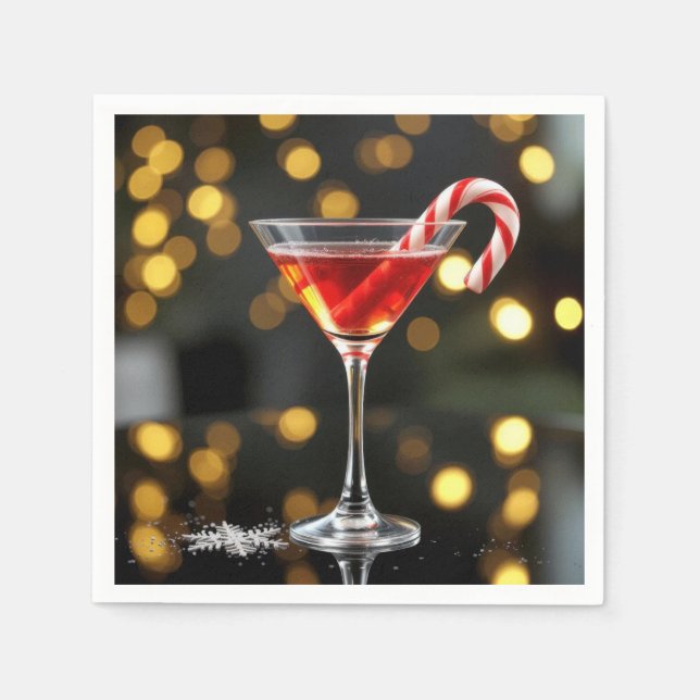 Serviette En Papier Christmas Candy Cane In a Cocktail (Devant)