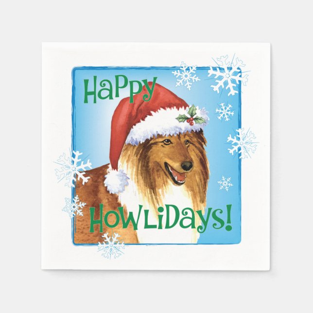 Serviette En Papier Christmas Collie Napkins (Devant)