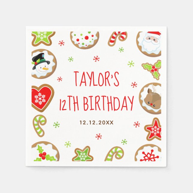 Serviette En Papier Christmas Cookies Birthday Party Red and Green (Devant)