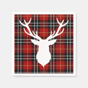 SERVIETTE EN PAPIER CHRISTMAS DEER / RED PLAID/ CHRISTMAS