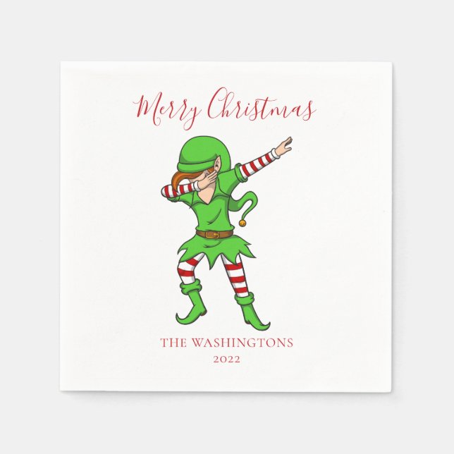 Serviette En Papier Christmas Elfe Dab Dancing Family Vacances Papier (Devant)