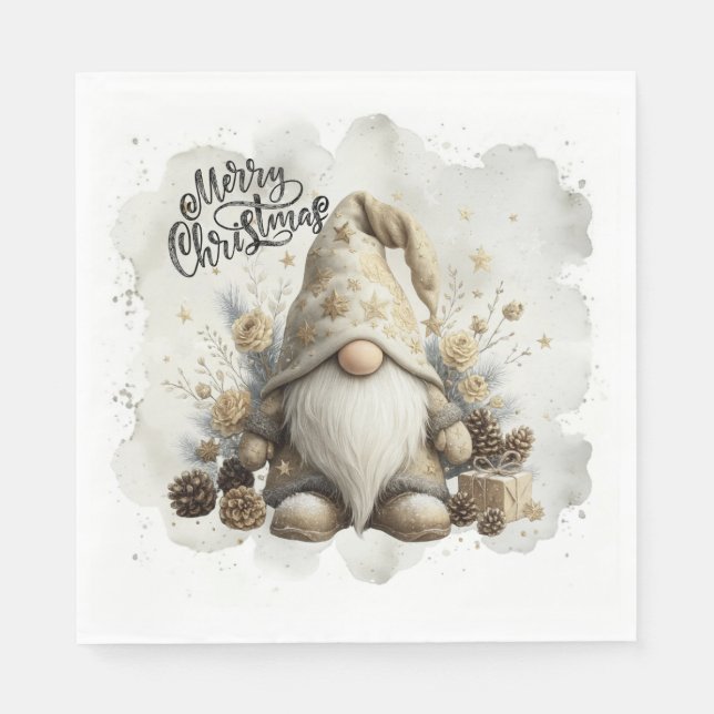 Serviette En Papier Christmas Gnome Napkins (Devant)