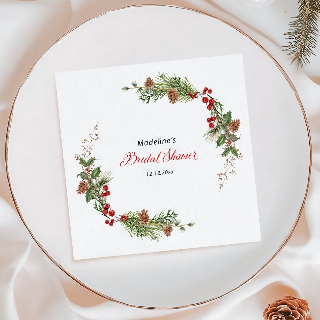 Serviette En Papier Christmas Greenery Bridal Shower  (Créateur téléchargé)