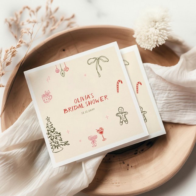 Serviette En Papier Christmas Hand Drawn Bridal Shower  (Créateur téléchargé)