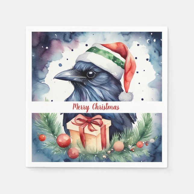 Serviette En Papier Christmas Hat Festive Crow -   (Devant)