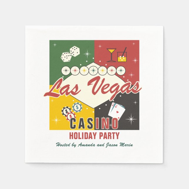 Serviette En Papier Christmas Holiday Vegas Casino Poker Night Party (Devant)