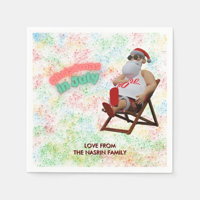 Serviette En Papier Christmas in July Santa  (Devant)