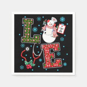 Serviette En Papier Christmas Love Nurse mignonne Médicale Snowman Hol