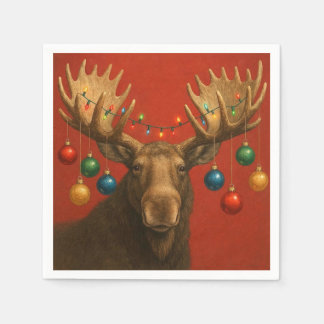Serviette En Papier Christmas Moose Napkins.