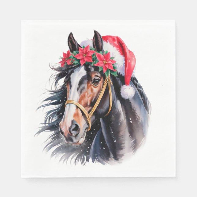Serviette En Papier Christmas Paper Napkin / beautiful Paint horse (Devant)