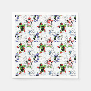 Serviette En Papier Christmas penguin ice skating