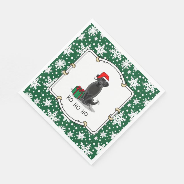 Serviette En Papier Christmas Père Noël Black Labrador Retriever Cute (Coin)