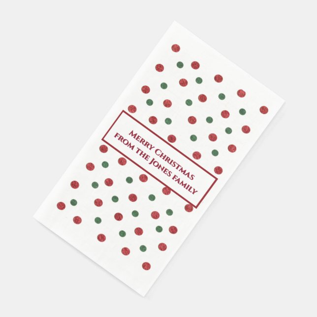 Serviette En Papier Christmas Retro Dots Pattern Green Red (Coin)
