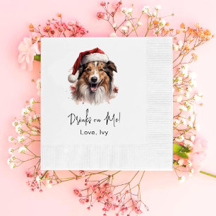 Serviette En Papier Christmas Rough Collie Chien Boit Sur Moi