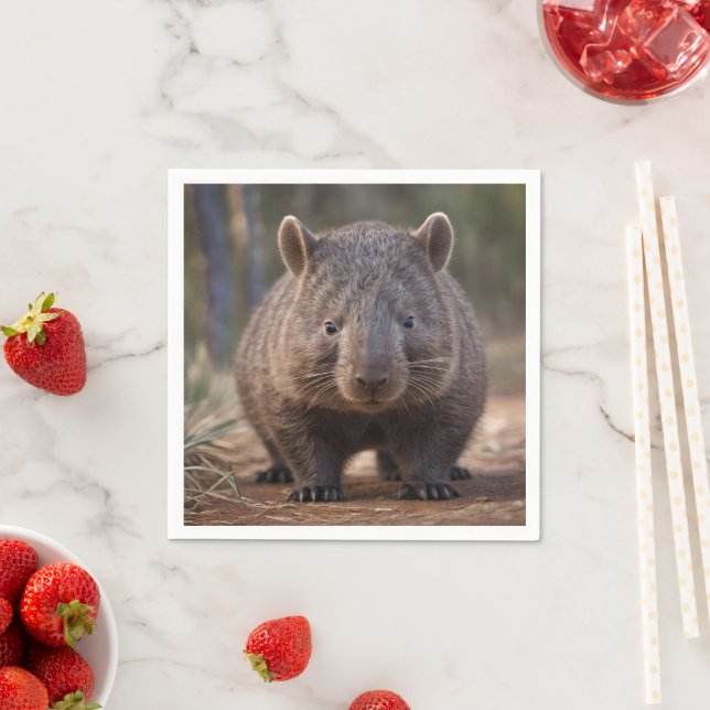 Serviette En Papier "Chubby Charm : L'adorable Wombat Australien" (En situation)