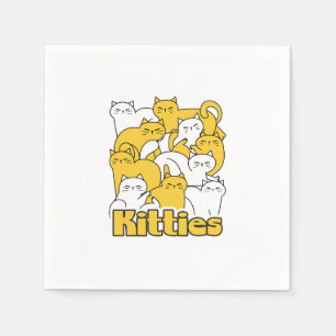 Serviette En Papier Chubby Kitties Design - Cat Art adorable