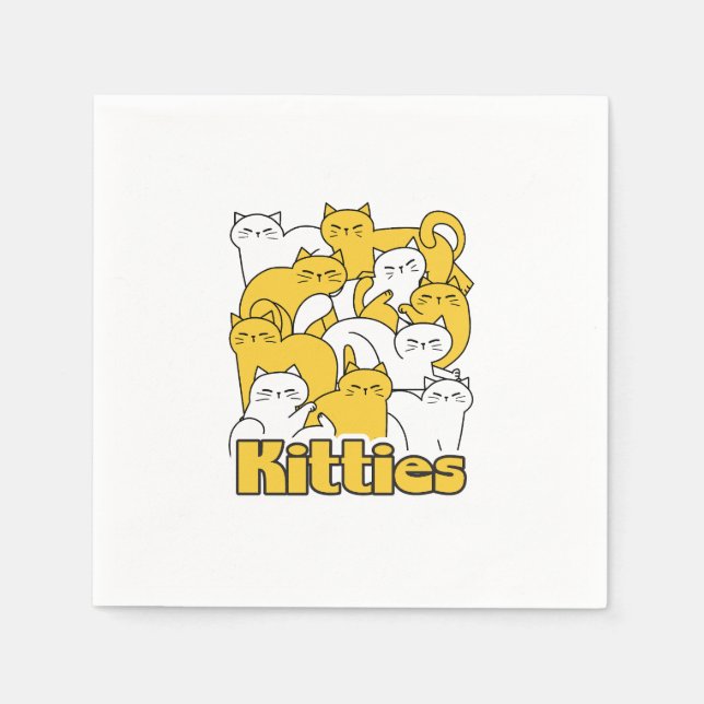 Serviette En Papier Chubby Kitties Design - Cat Art adorable (Devant)