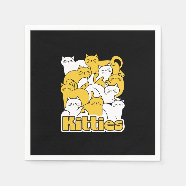 Serviette En Papier Chubby Kitties Design - Cat Art adorable (Devant)