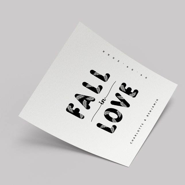 Serviette En Papier Chute d'amour moderne | Mariage noir et blanc (Modern Fall in Love | Black & White Wedding Napkins)