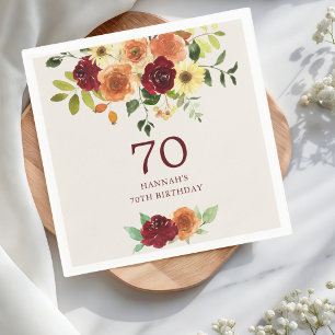 Serviette En Papier Chute élégante Automne Floral 70e anniversaire