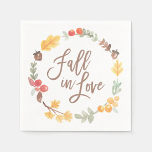 Serviette En Papier Chute en amour Automne Fête des mariées aquarelle