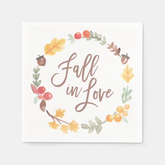 Serviette En Papier Chute en amour Automne Fête des mariées aquarelle (Devant)