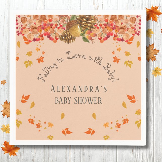 Serviette En Papier Chute en amour Baby shower d'automne fleuri (Créateur téléchargé)