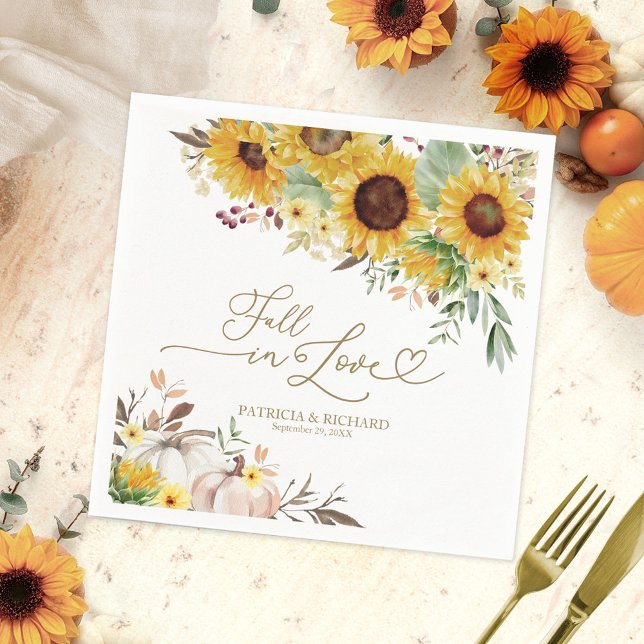 Serviette En Papier Chute en amour Citrouille de tournesol Mariage (Créateur téléchargé)
