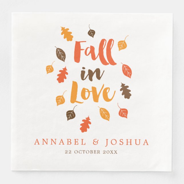 Serviette En Papier Chute en amour Feuilles d'automne Mariage/engageme (Devant)
